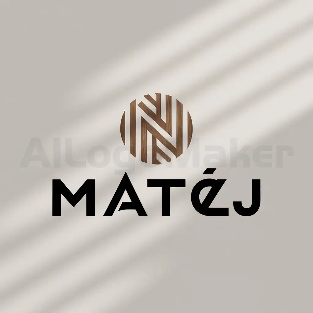 a logo design,with the text "Matěj", main symbol:wood joiner,complex,be used in wood industry,clear background