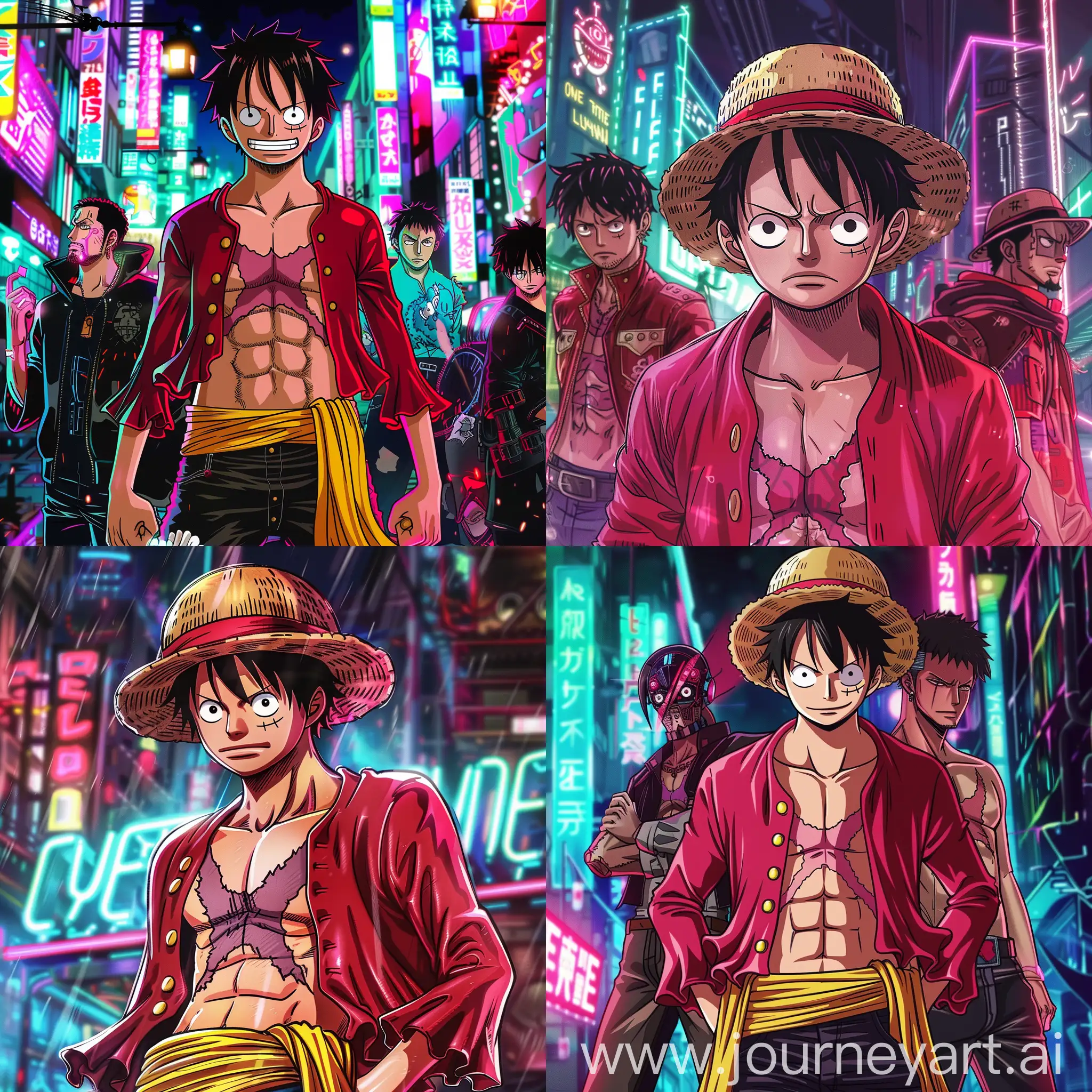 Luffy-Explores-Cyberpunk-World-with-David-and-Lucy