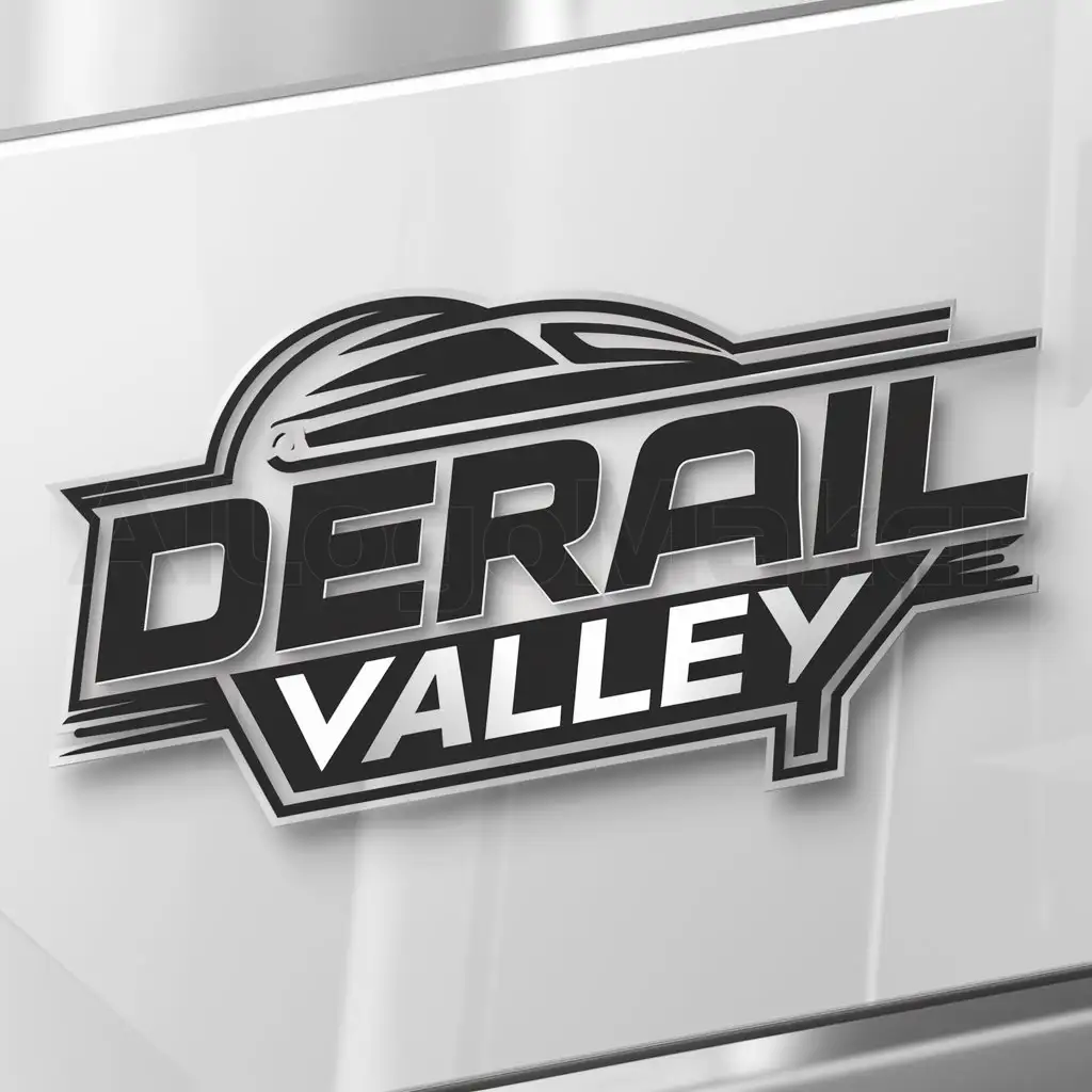 a logo design,with the text "DERAIL VALLEY", main symbol:Locomotive,Moderate,be used in Sports Fitness industry,clear background