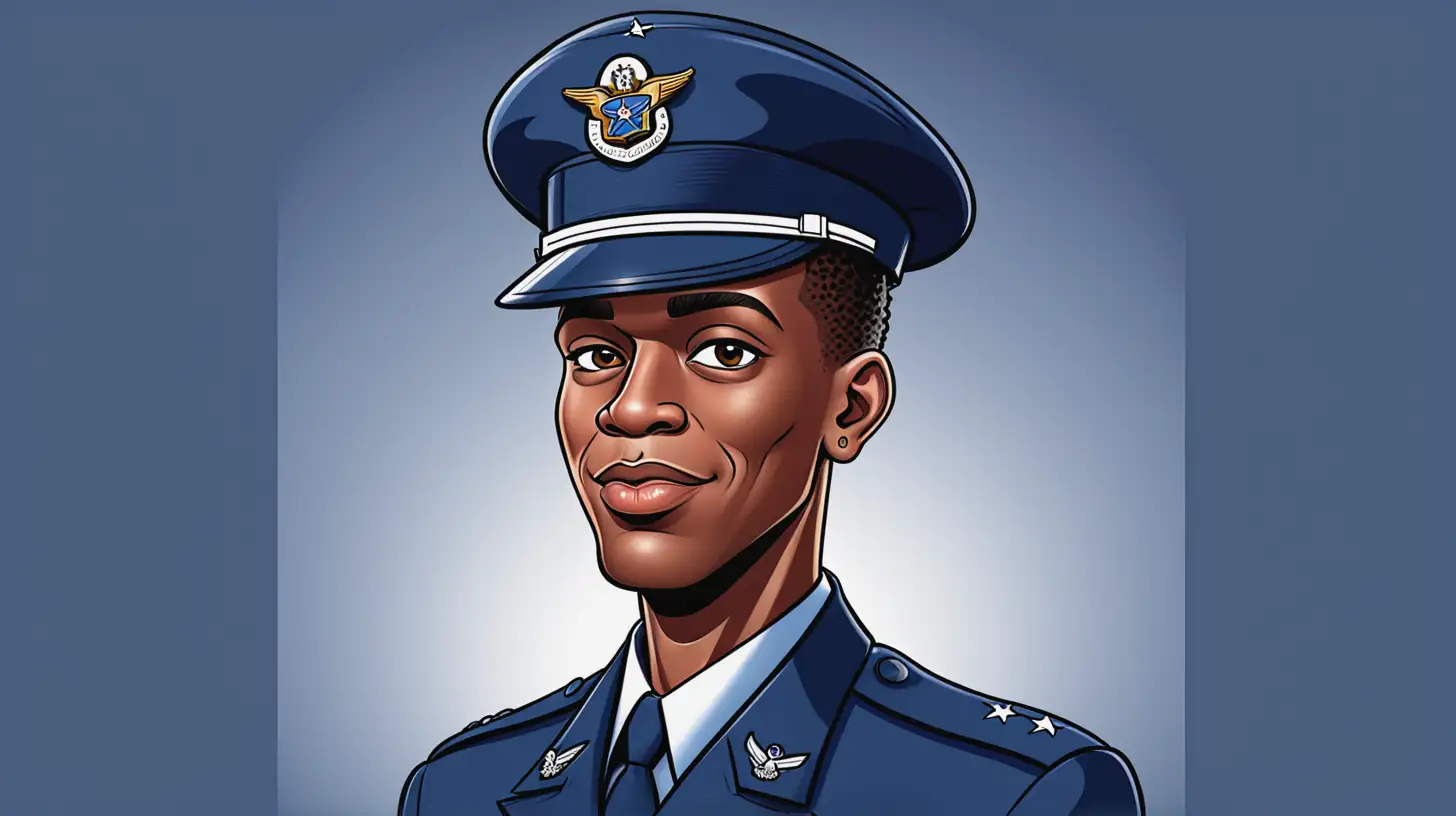 Cartoon Benjamin O Davis Jr in Air Force Uniform