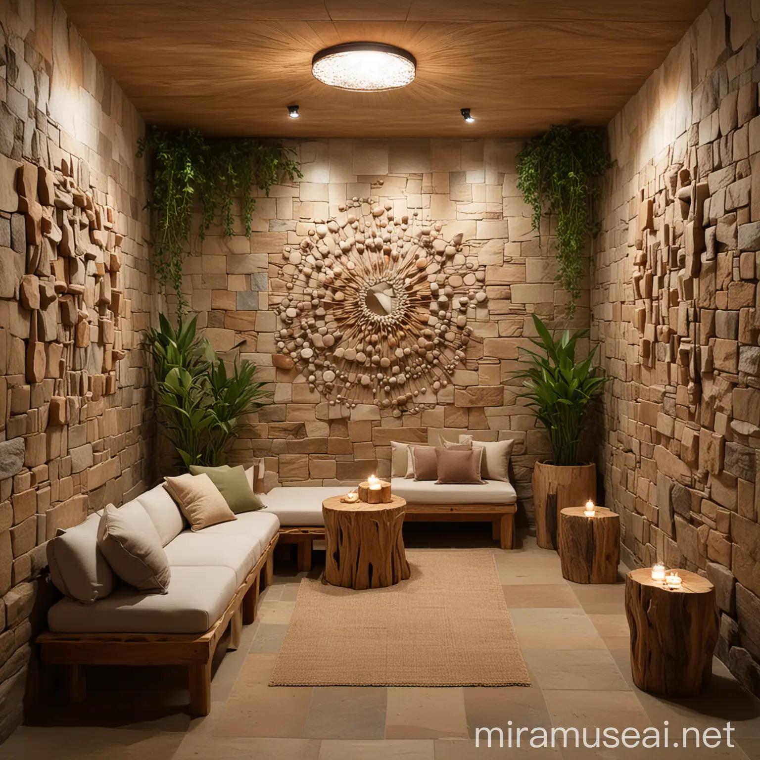 Tranquil Healing Area with Handmade Interior Design Elements