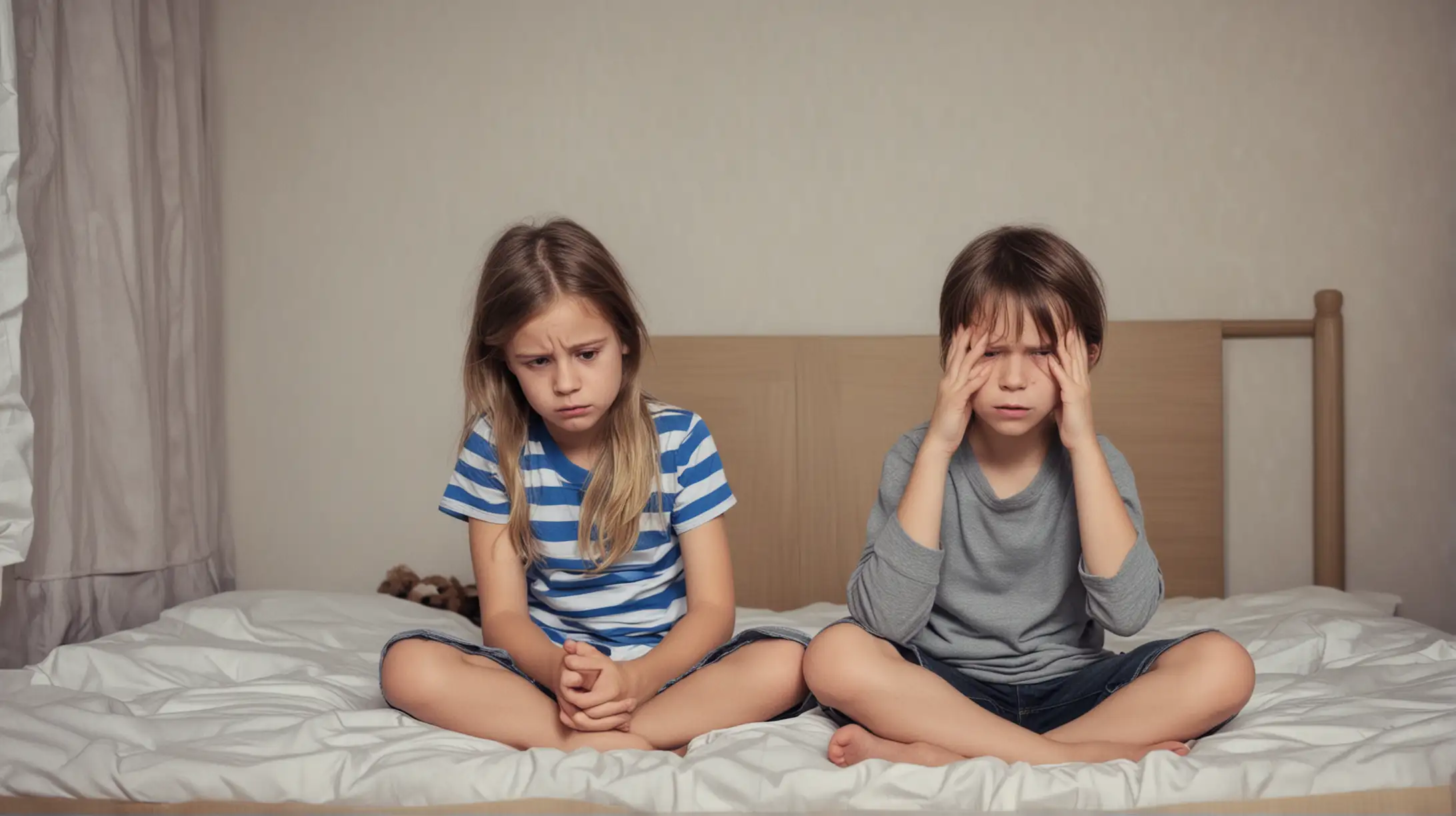 Childhood Conflict Sibling Rivalry in a Bedroom Setting