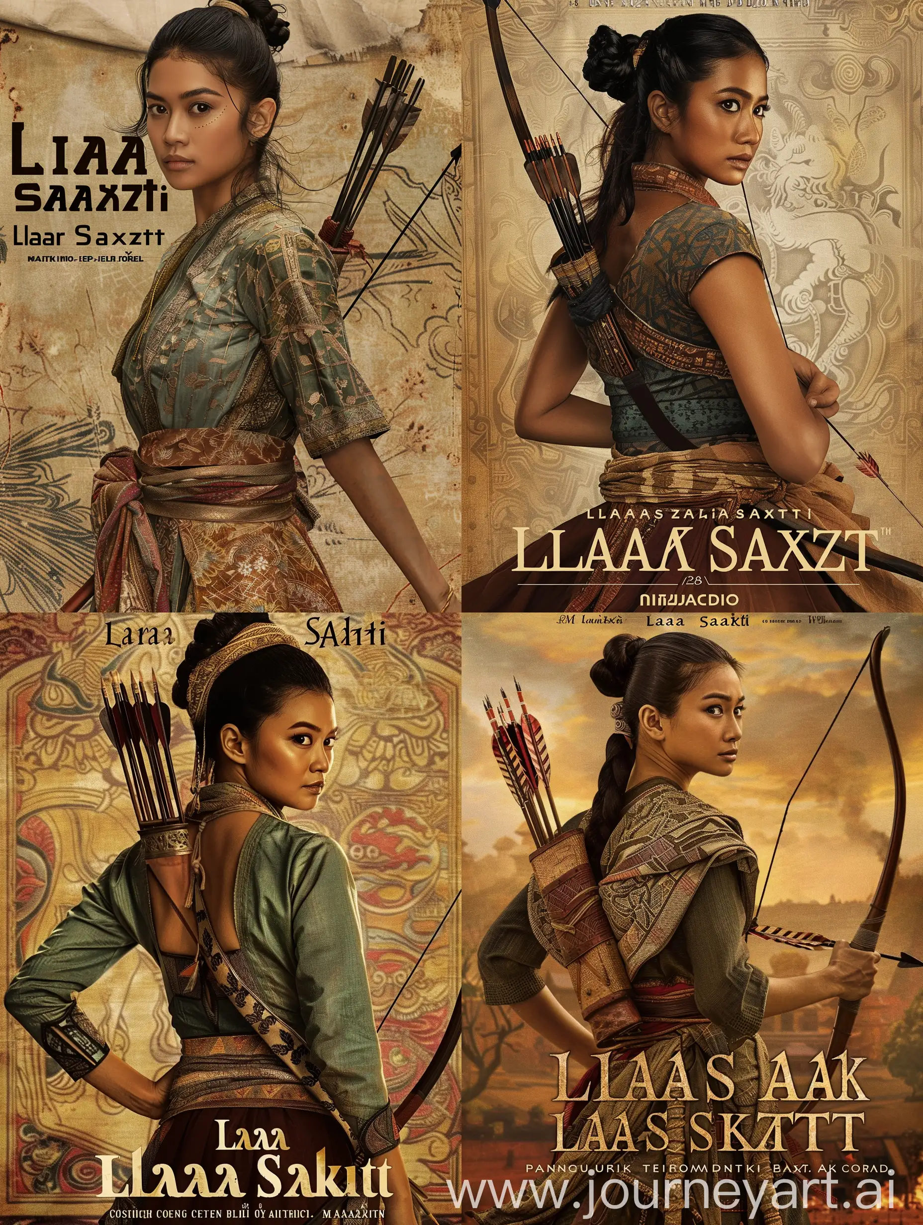 Action-Heroine-Lara-Sakti-in-Majapahit-Cultural-Dress-with-Bow-and-Arrow