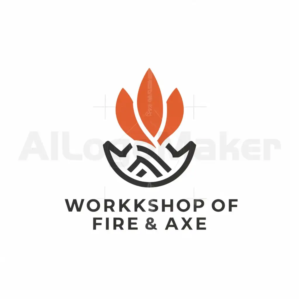 LOGO-Design-For-Workshop-of-Fire-and-Axe-Minimalistic-Creative-Workshop-Emblem-for-Home-Family-Industry