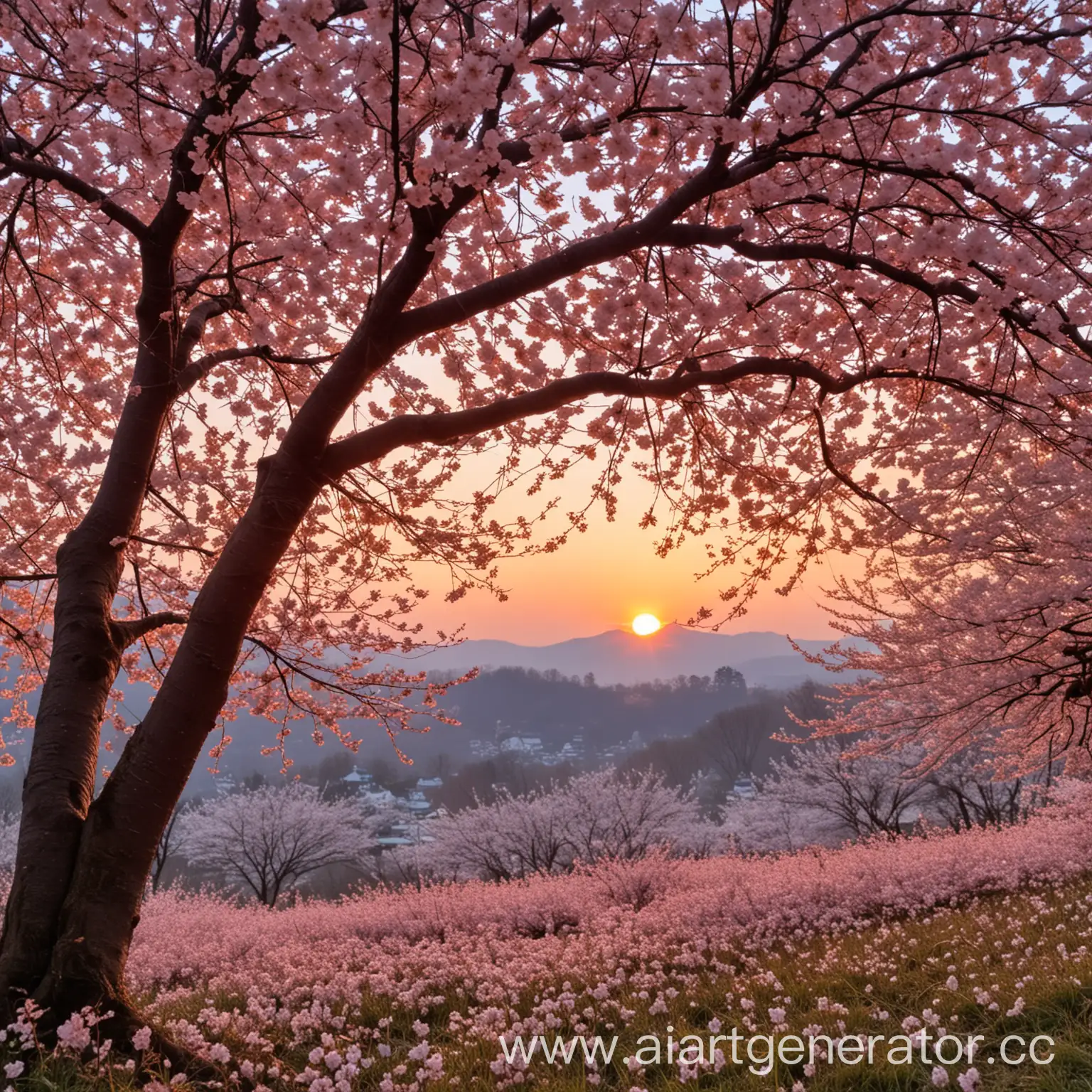 Весенний рассвет,
Цветение сакуры вновь,
Тепло обнимет.
