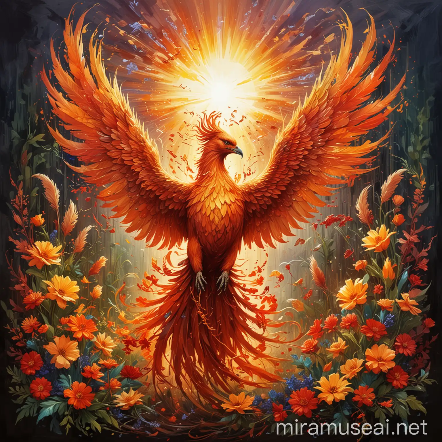 Triumphant Phoenix Rising from Ashes Symbol of Transformation and Hope