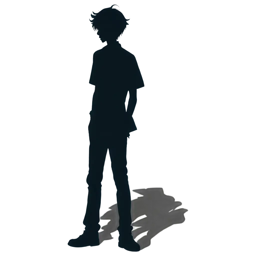 Dynamic PNG Illustration Capturing the Enigmatic Shadow of an Anime Boy ...