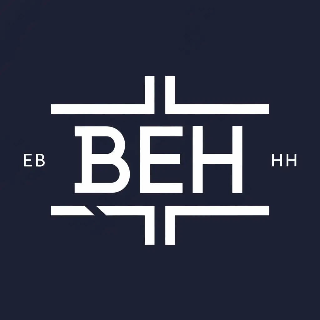 a logo design,with the text "Bring Education Home (BEH)", main symbol:Simple main letter 'B, e, H' Typography , a primary level online class, Virtual Class. Theme with Navy Blue and white.,Minimalistic,be used in Education industry,clear background