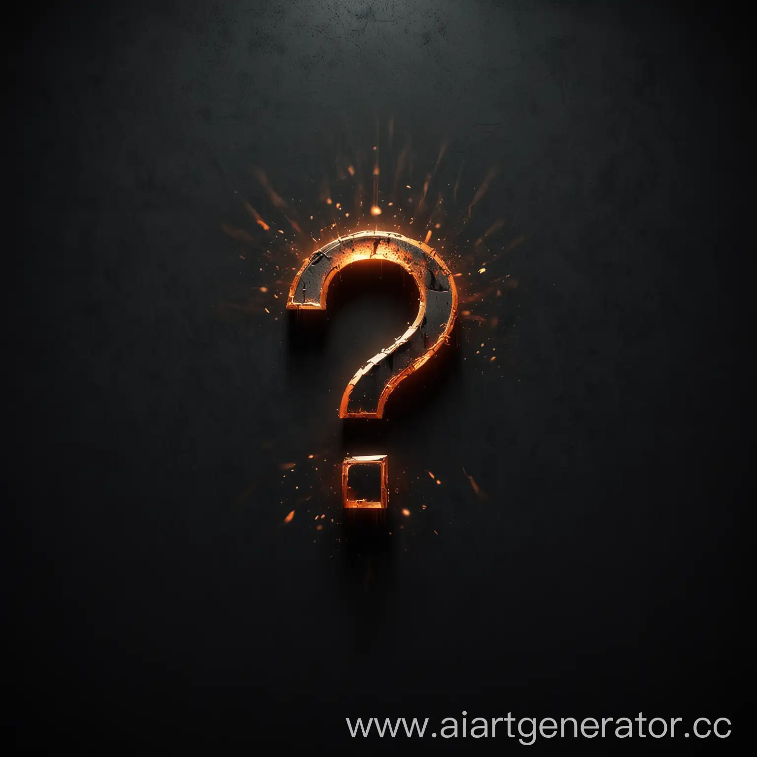 Aggressive-Question-Mark-Logotype-with-Glow-and-Reflections-on-Dark-Background