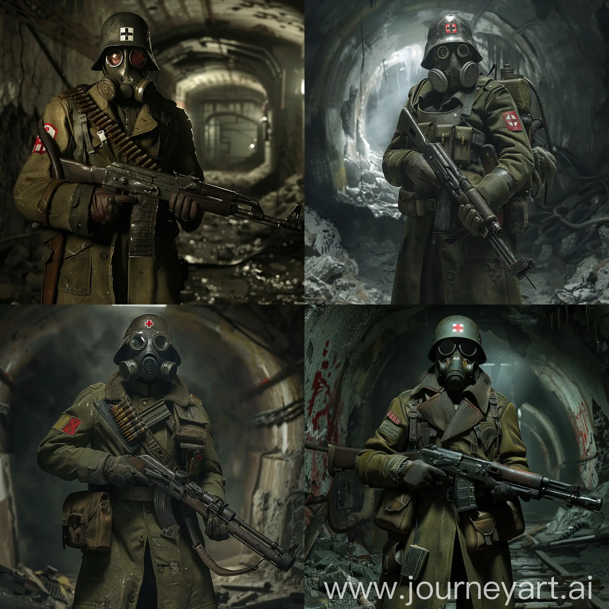 PostApocalyptic-Survivor-with-Soviet-Sniper-Rifle-in-Abandoned-Catacombs