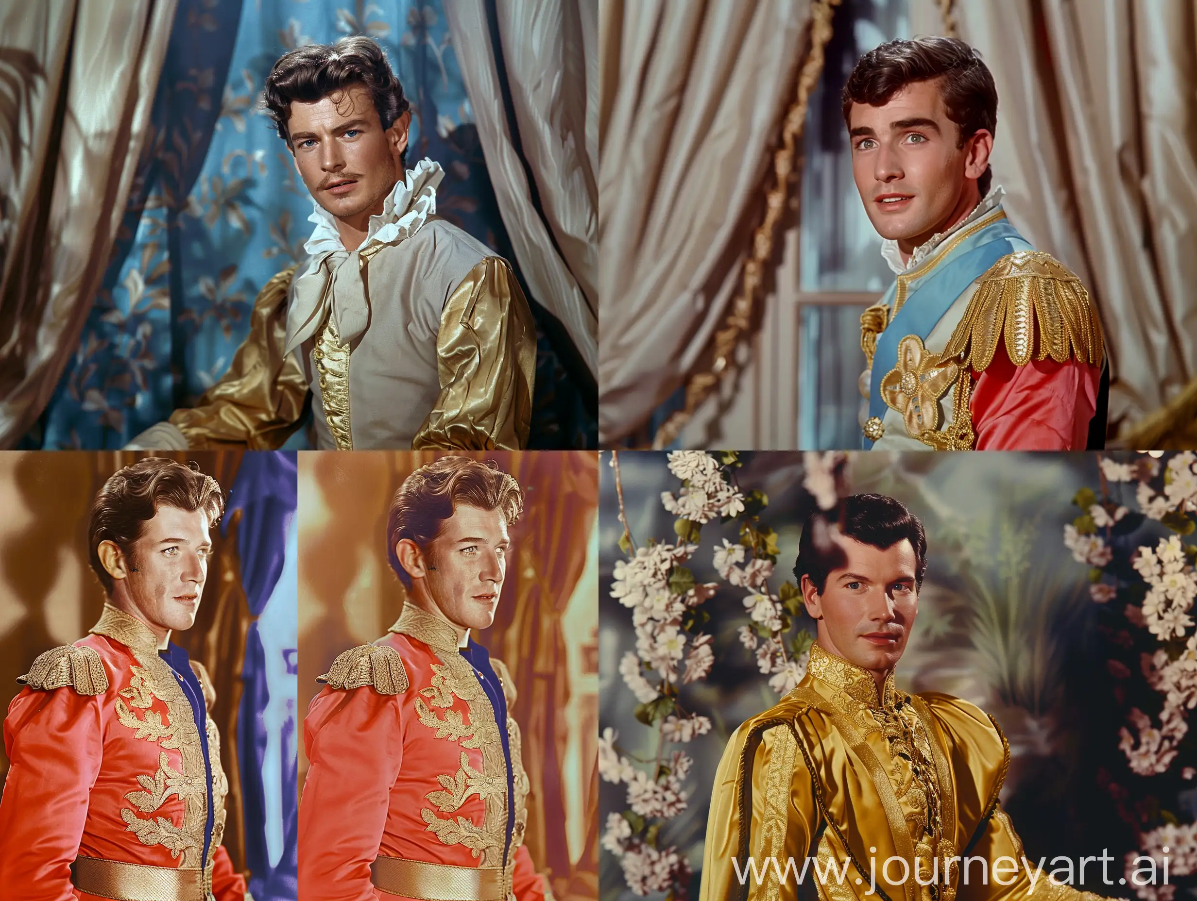 full body handsome prince from snow white story , 1950's supre panavision 70 , vintage color