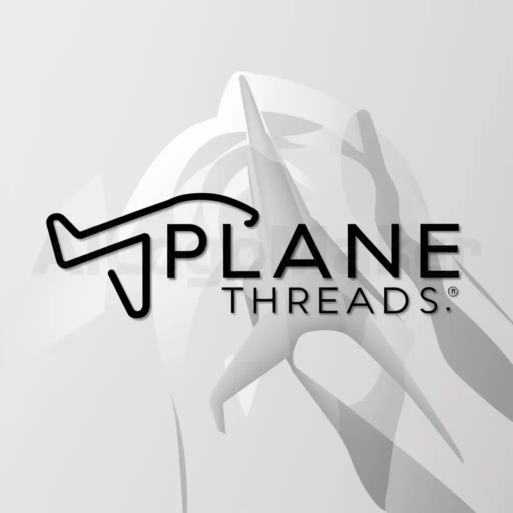 a logo design,with the text "plane threads", main symbol:an airplane,Minimalistic,clear background