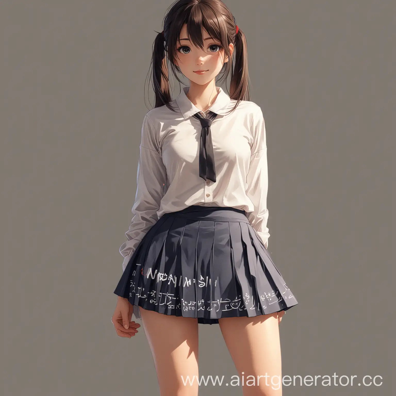 аниме девушка в юбке с надписью MONZi