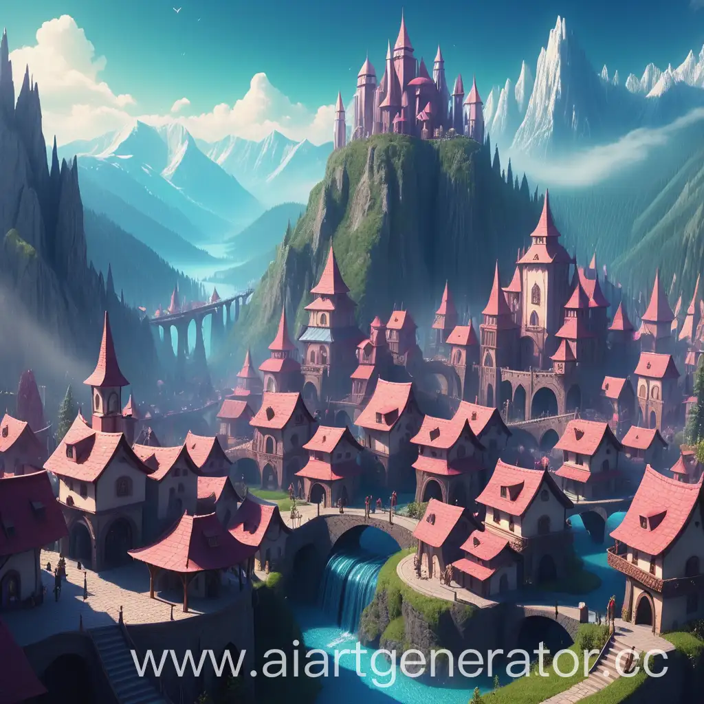 Fantasy-Cityscape-in-Mountainous-Landscape