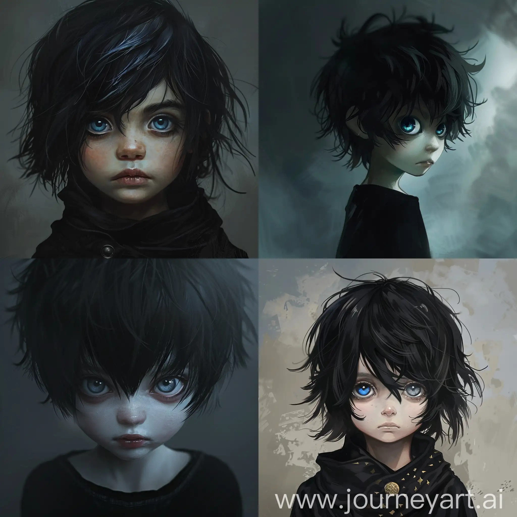 Young-Boy-in-Dark-Fantasy-World-BlueGrey-Eyed-Child-in-Mysterious-Realm