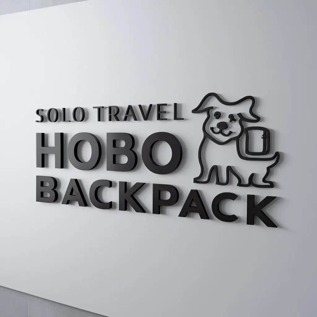 a logo design,with the text "solo travel hobo backpack", main symbol:dog,Moderate,be used in Travel industry,clear background