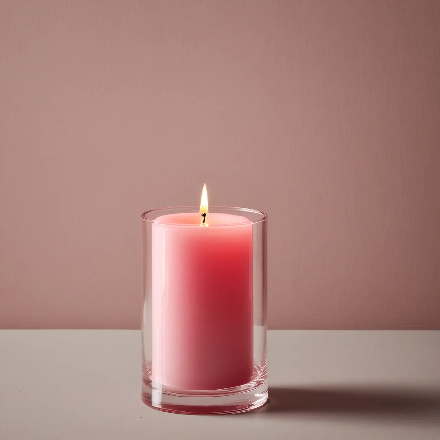 a glass encased pink pillar candle