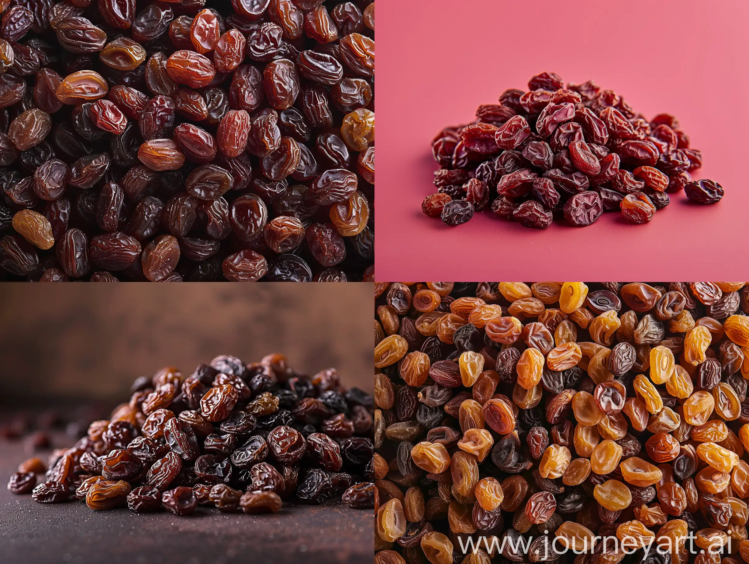 Studio photography with a background of one color of raisins