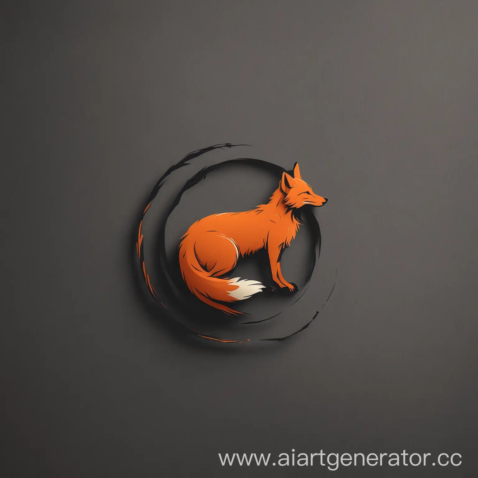 минималистичный логотип где  силуэт лисы сворачивается в круг