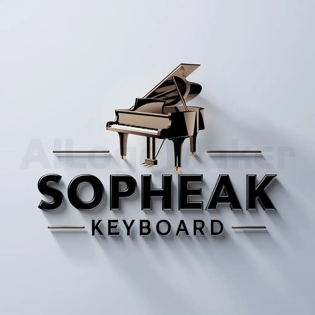 a logo design,with the text "Sopheak Keyboard", main symbol:Piano, art, 3d, only text, epoxy, epoxy art,Moderate,be used in Others industry,clear background