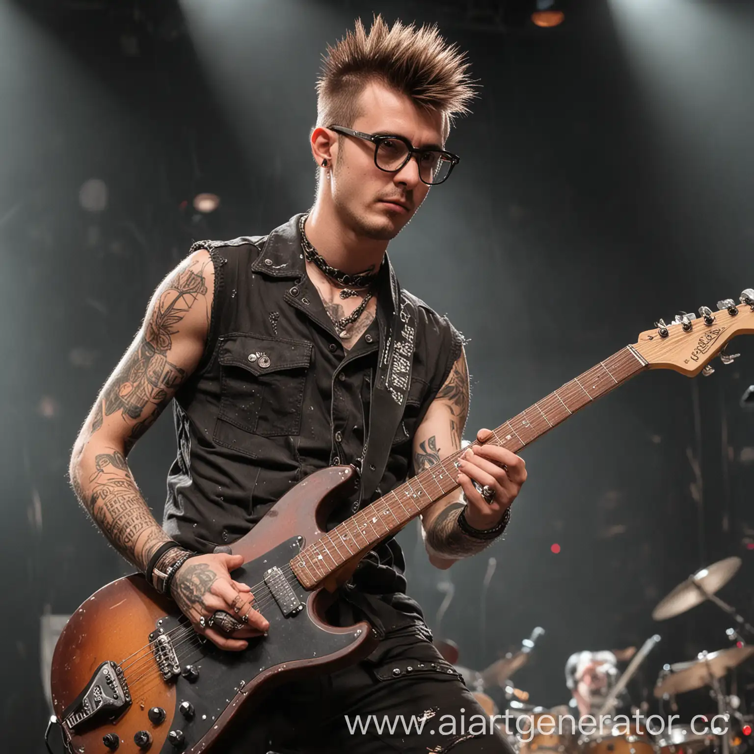Rockstar-Punk-Guitarist-Performing-with-Glasses-On-Stage