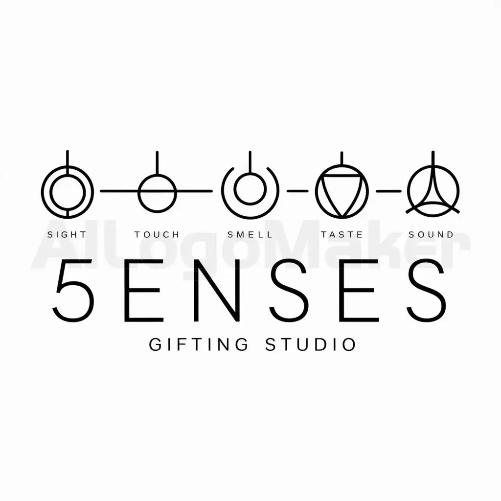 a logo design,with the text "5enses Gifting Studio", main symbol:Sight.Touch.Smell.Taste.Sound,Minimalistic,be used in Others industry,clear background