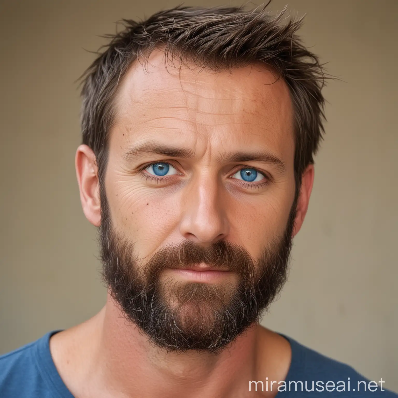 MiddleAged Man with Blue Eyes and Beard Stubble