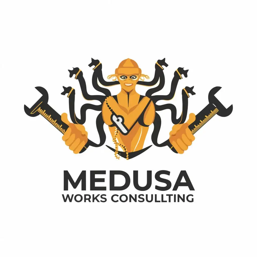 LOGO-Design-For-Medusa-Works-and-Consulting-Multitasking-Handyman-Emblem-on-Clear-Background