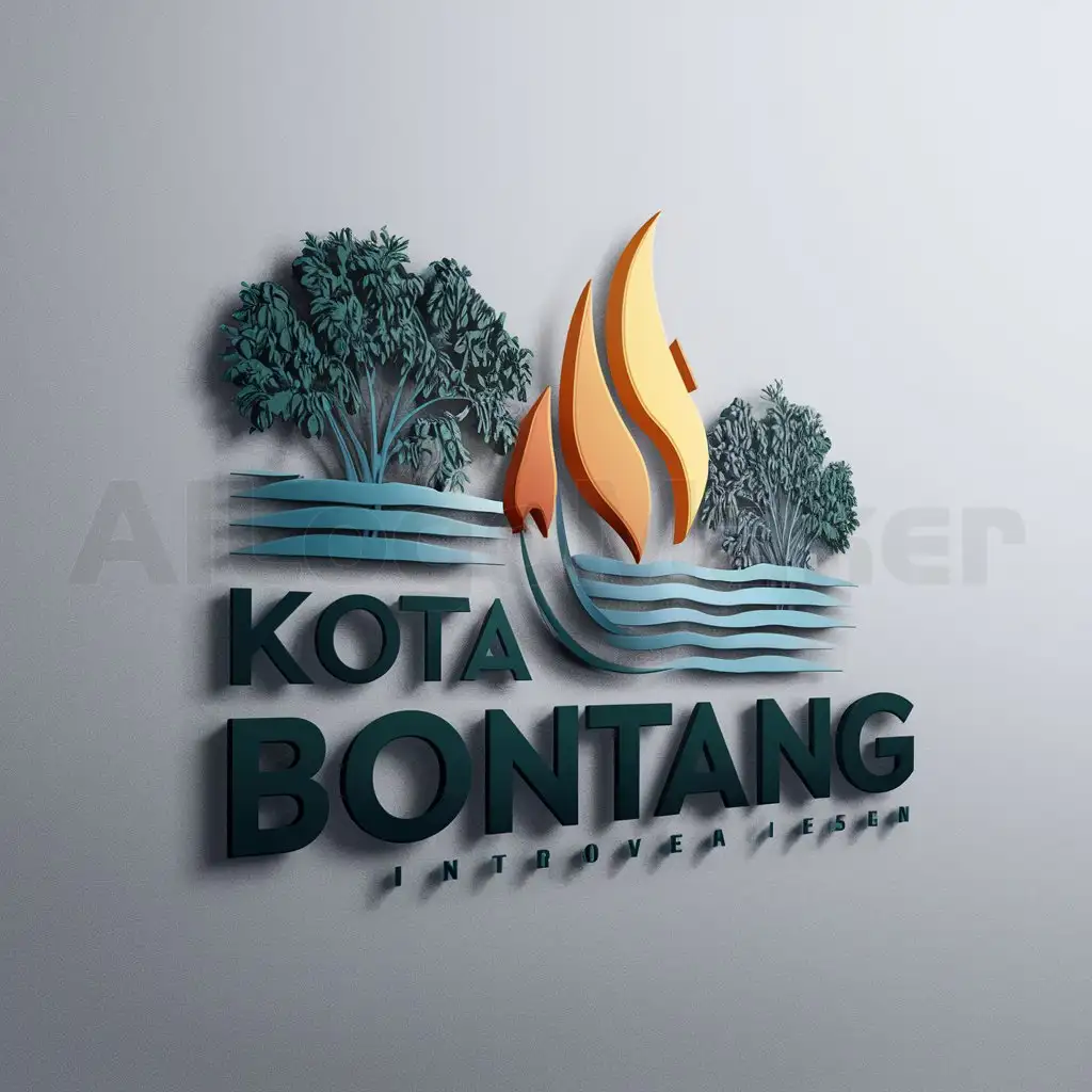 a logo design,with the text "KOTA BONTANG", main symbol:sea, mangroves, and fire,Moderate,be used in Others industry,clear background