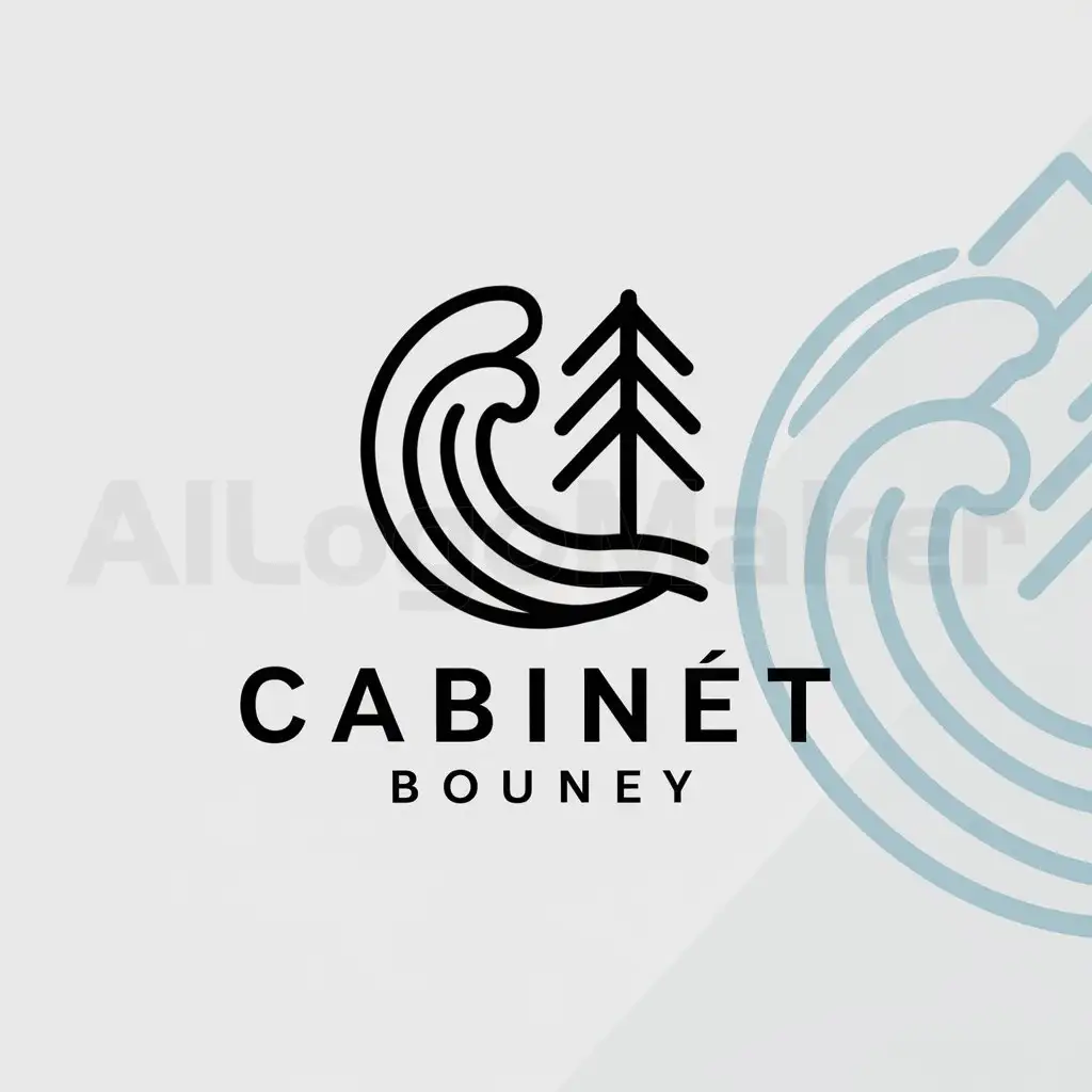 a logo design,with the text "CABINET BOUNEY", main symbol:ocean et abre pin,Moderate,clear background