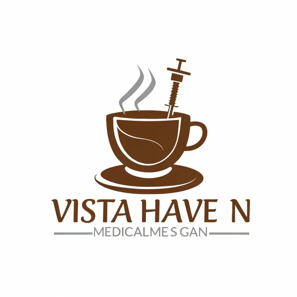 a logo design,with the text "VISTA HAVEN", main symbol:coffee and food but incorporate it to medical field,Moderate,clear background