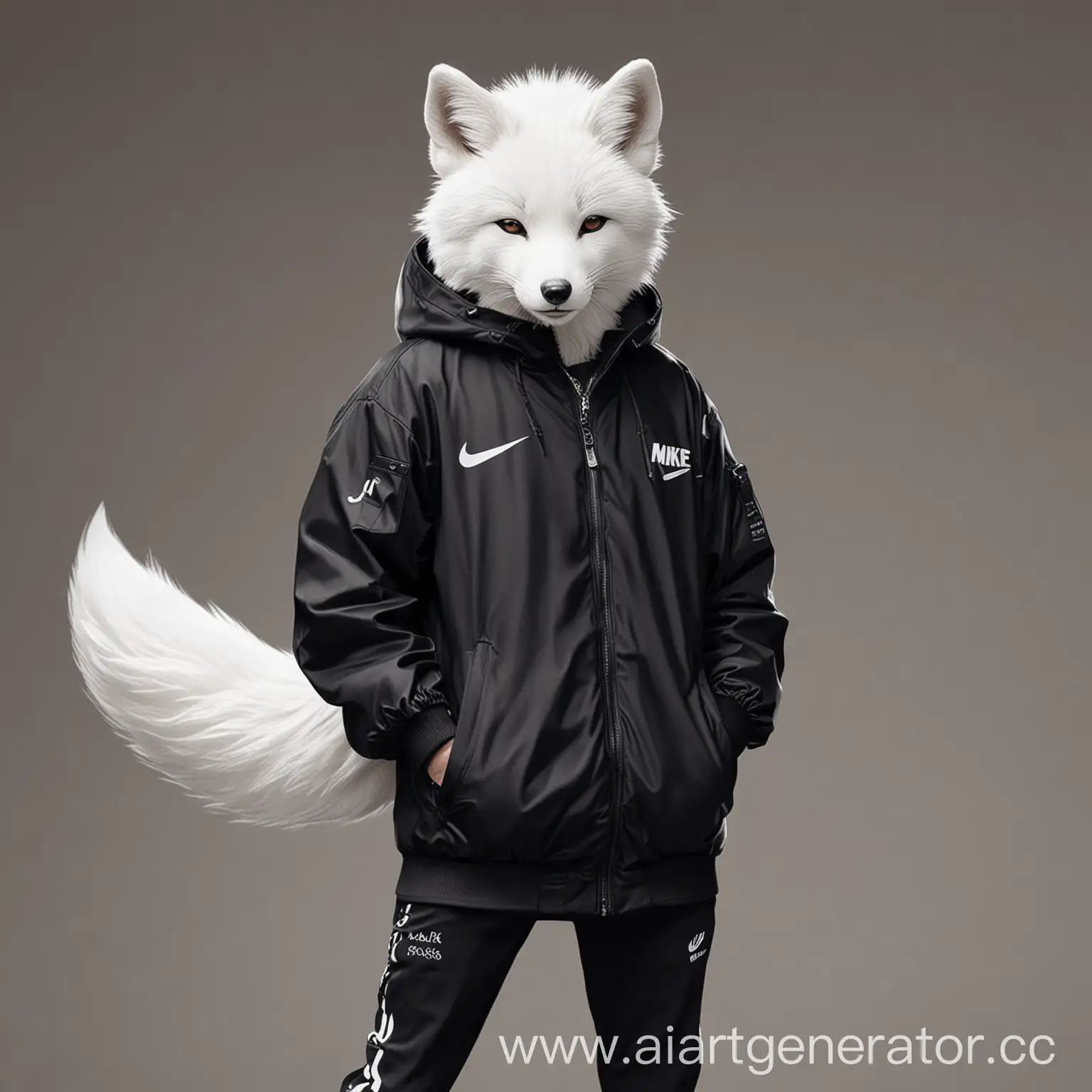 Sleek-White-Fox-in-Stylish-Black-Nike-Anime-Coat