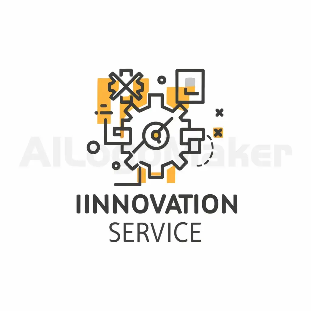 a logo design,with the text "Innovation service", main symbol:Circles, lines, square, gear, oval, wave, development, growth, computer, light bulb, tree,Minimalistic,be used in Internet industry,clear background