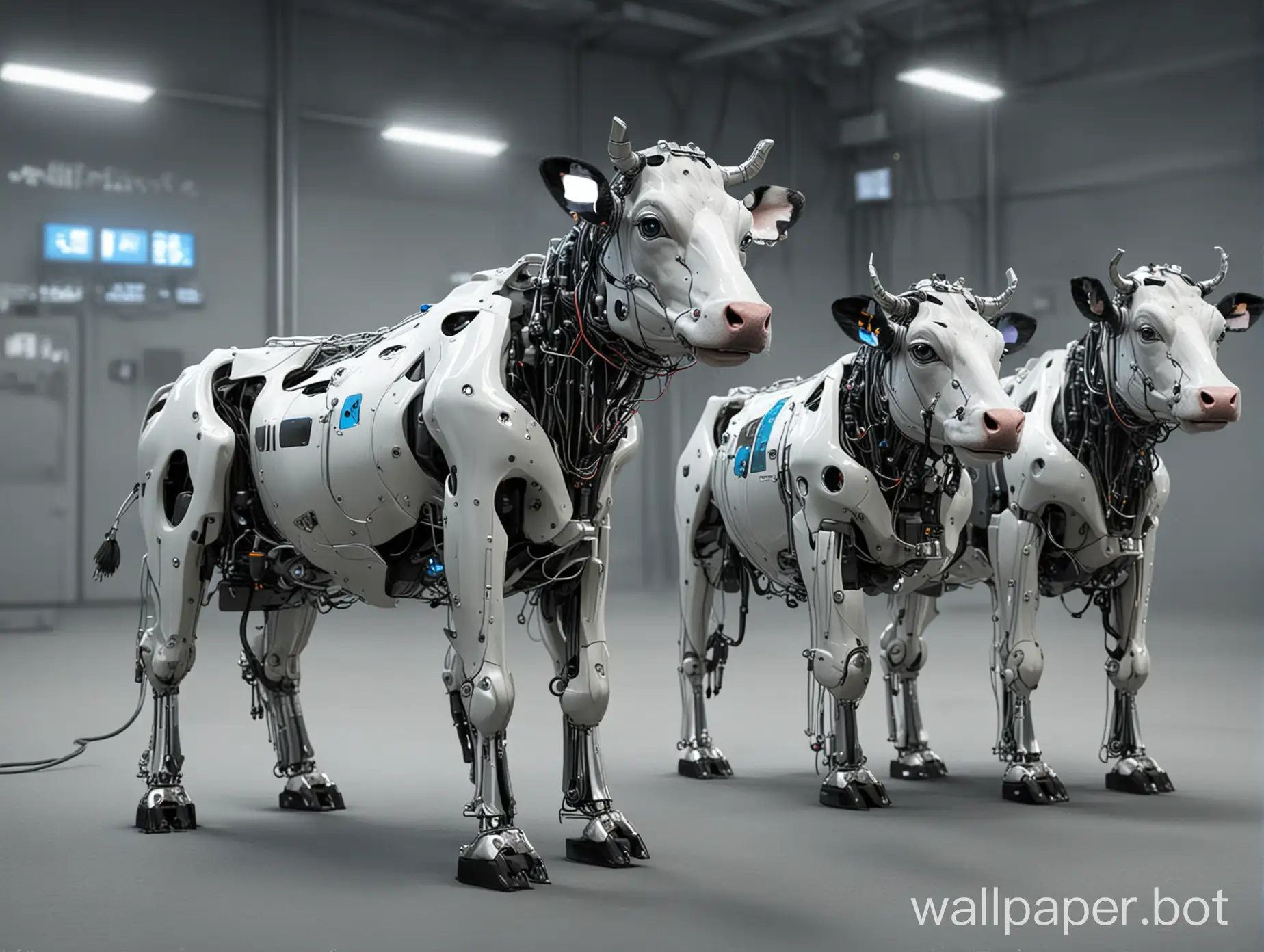 cybergenetic electronically connected computer digital robotcows