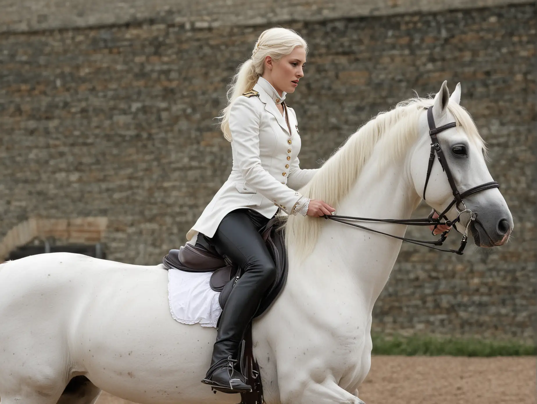 Mercedes's white steed, has a pair of breast-like bulges on the neck.