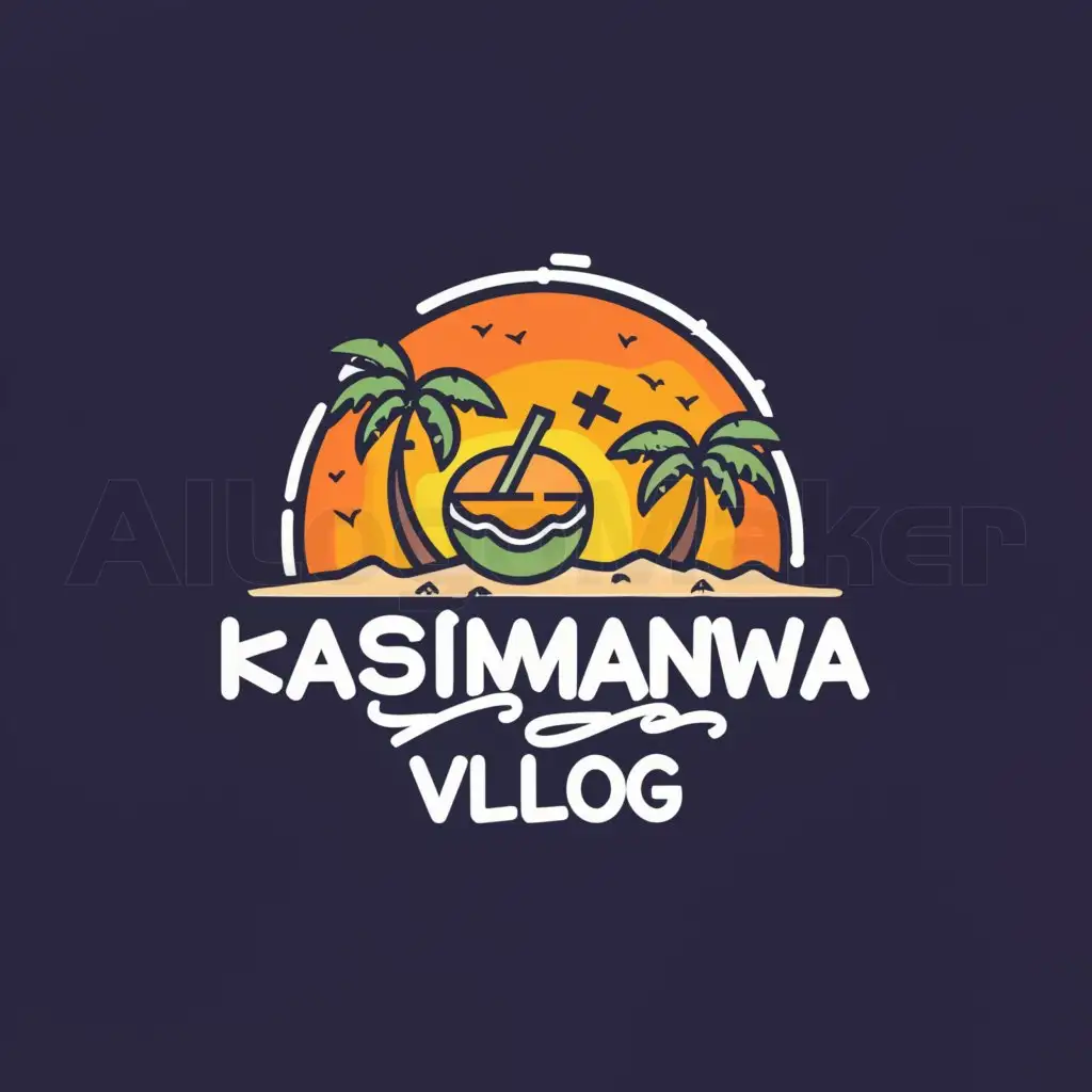 a logo design,with the text "Kasimanwa Vlog", main symbol:a beach,Moderate,be used in Travel industry,clear background