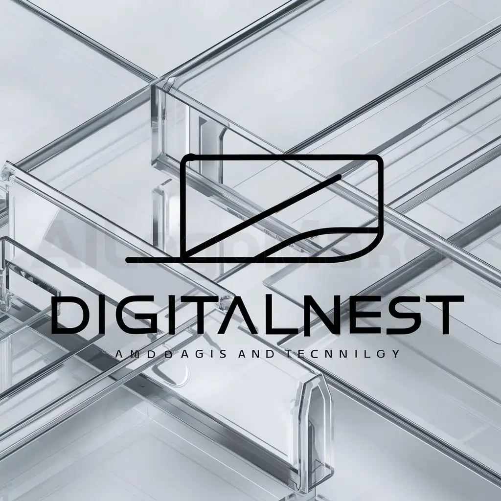 a logo design,with the text "DigitalNest", main symbol:Laptop Estilizada: A stylized representation of a laptop that shows clean lines and is modern, representing technology and innovation.,complex,clear background