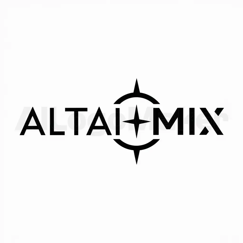 a logo design,with the text "ALTAI-MIX", main symbol:compass,Minimalistic,be used in Travel industry,clear background