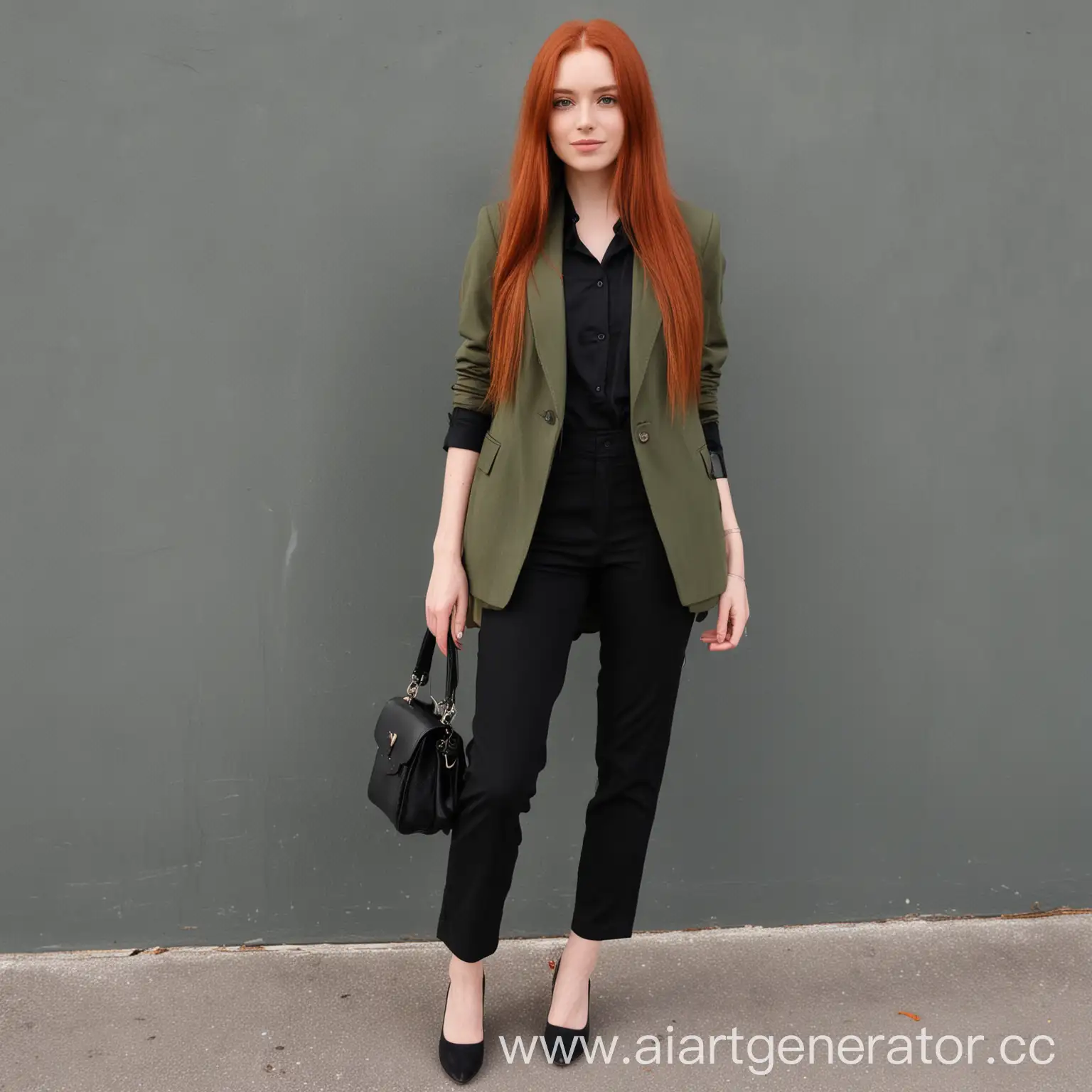 Girl-with-Red-Long-Hair-in-Classic-Black-Vest-and-Blazer