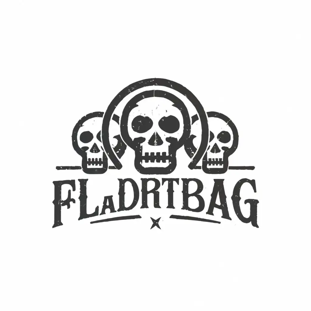 a logo design,with the text "FLA dirtbag", main symbol:Skulls,complex,be used in Others industry,clear background