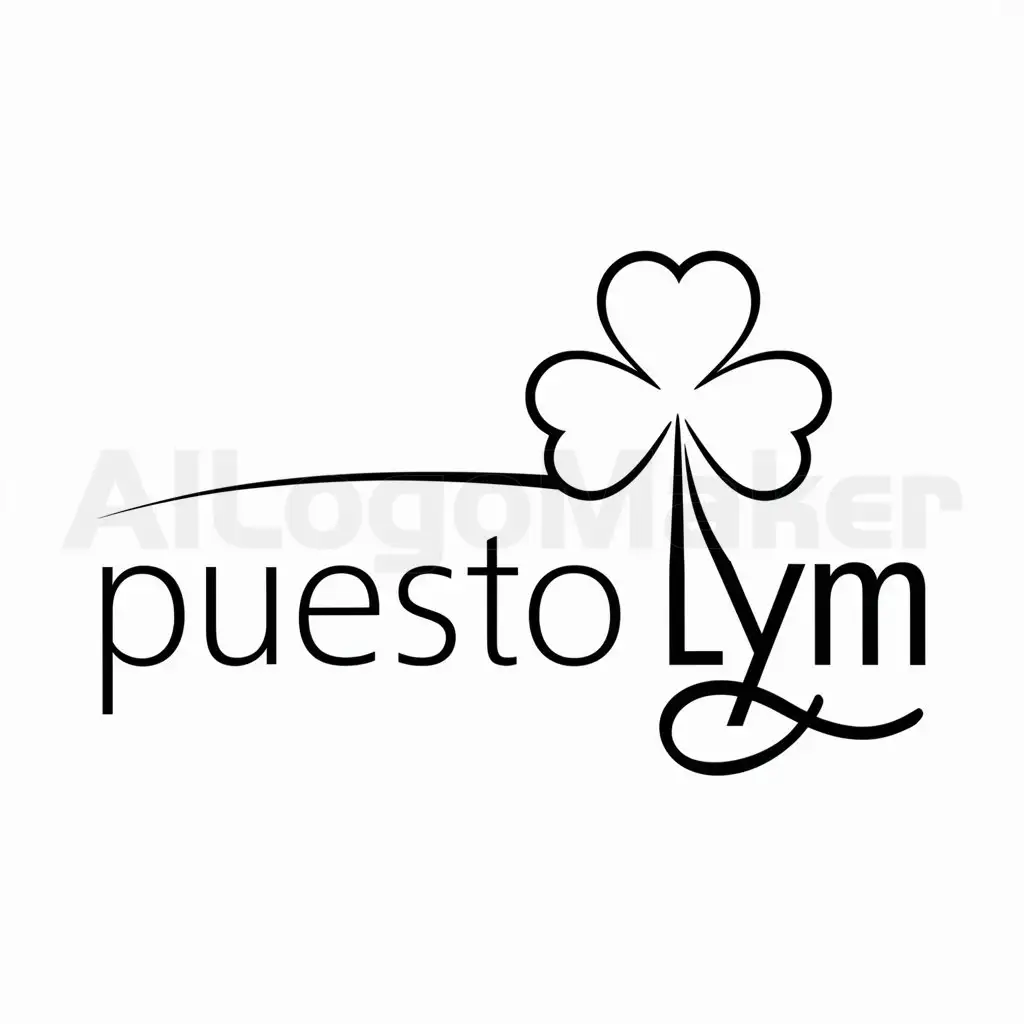 a logo design,with the text "PUESTO LYM", main symbol:trébol,Moderate,clear background