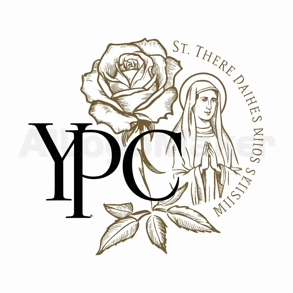 a logo design,with the text "YPC", main symbol:Roses, St. Therese,Moderate,clear background