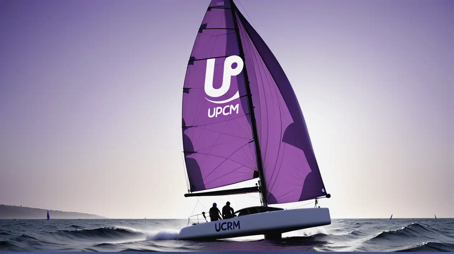Sailing Boat with Purple UpCRM Logo on Sail