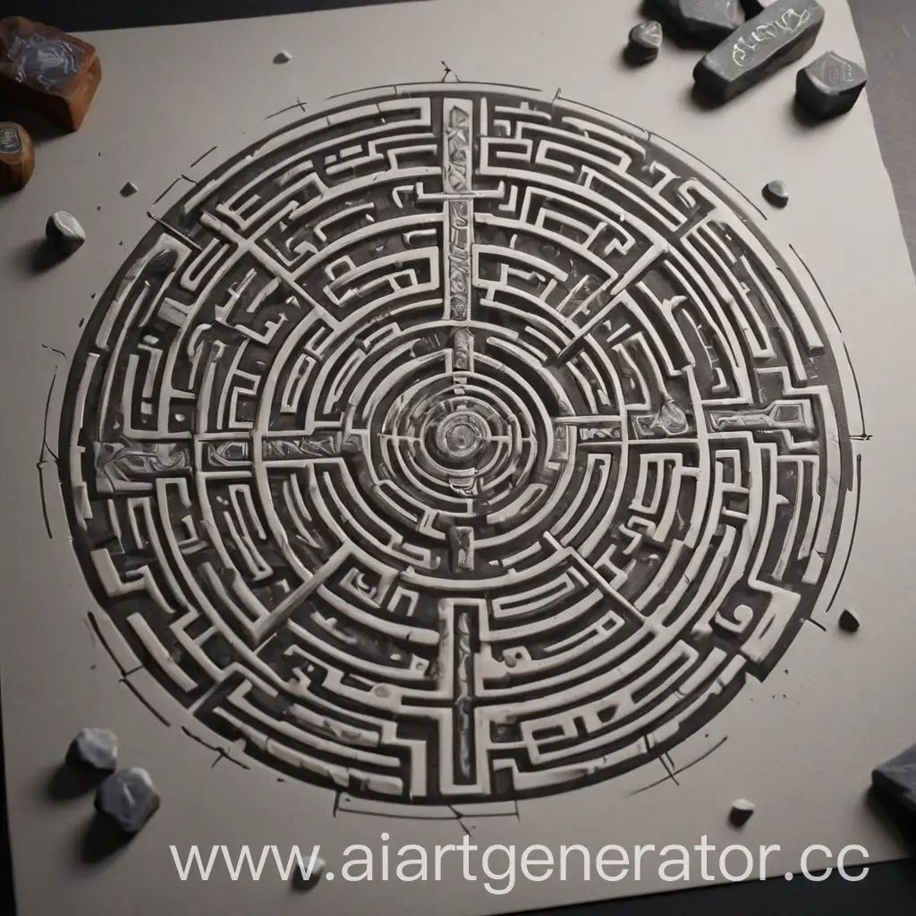 Labyrinth-of-Power-Monochrome-Logo-with-Bright-Accents-for-Tabletop-Game