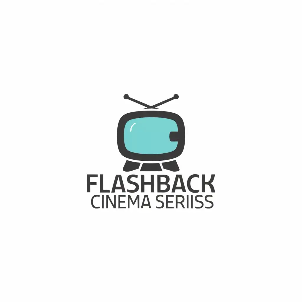 a logo design,with the text "flashback, cinema, series", main symbol:tv,Minimalistic,be used in Entertainment industry,clear background