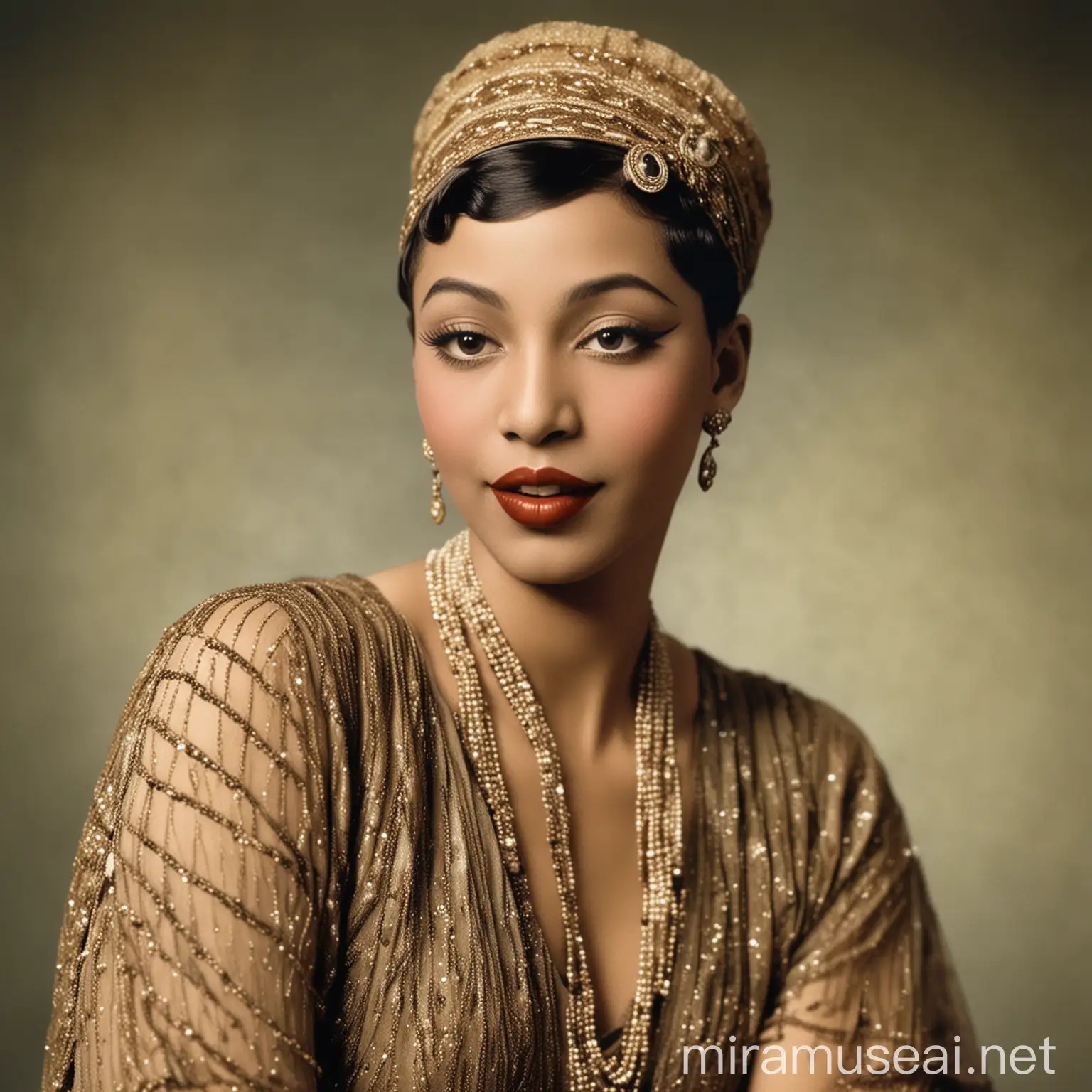 color picture of young Josephine Baker in classy 1920's clothes