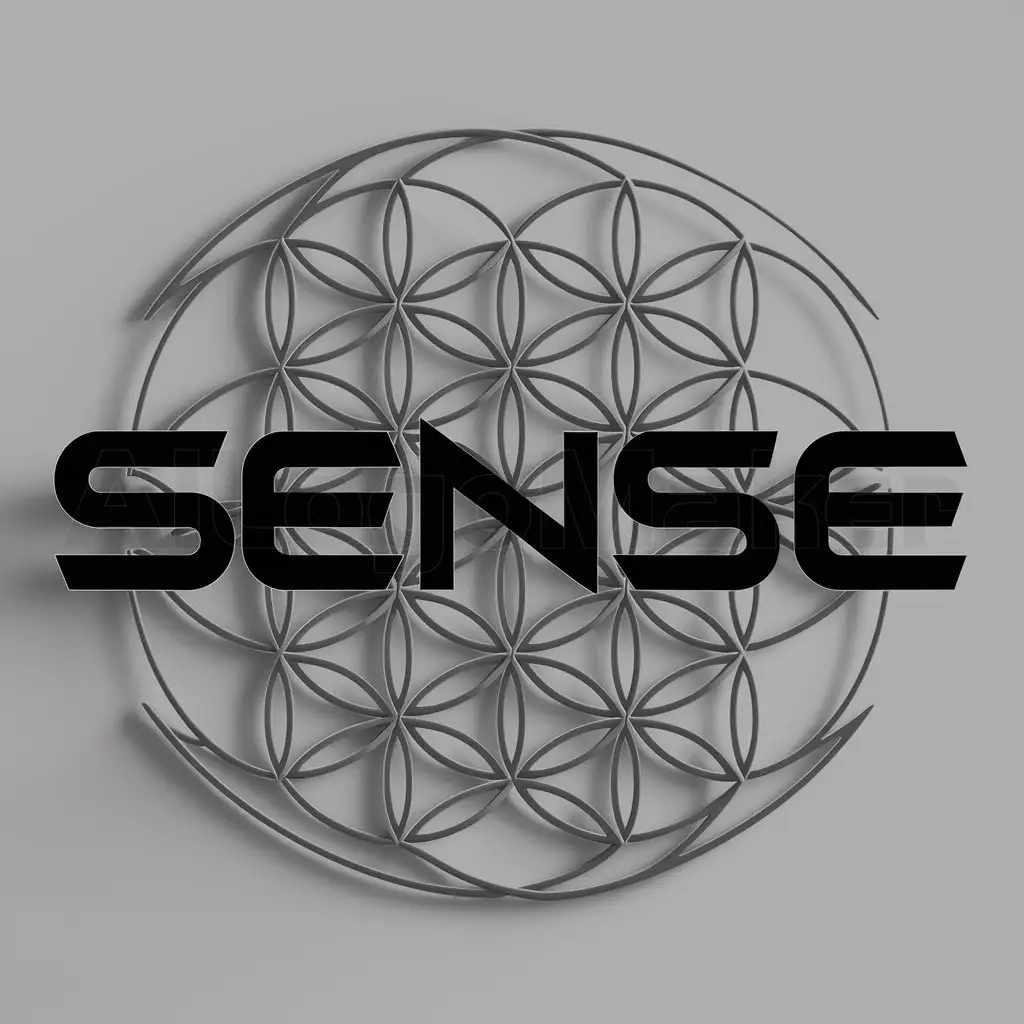 a logo design,with the text "SENSE", main symbol:flower of life,complex,clear background