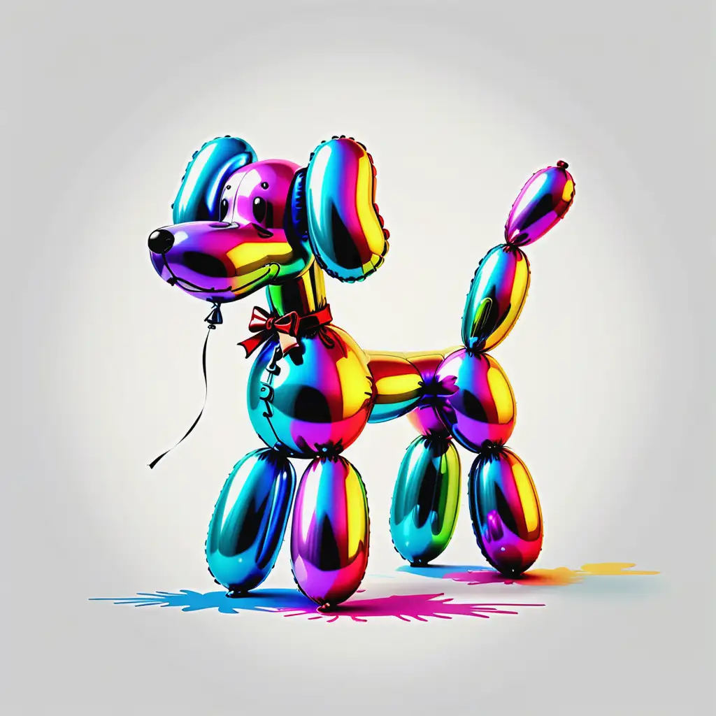 Balloon Dog Drawing on Blank Background