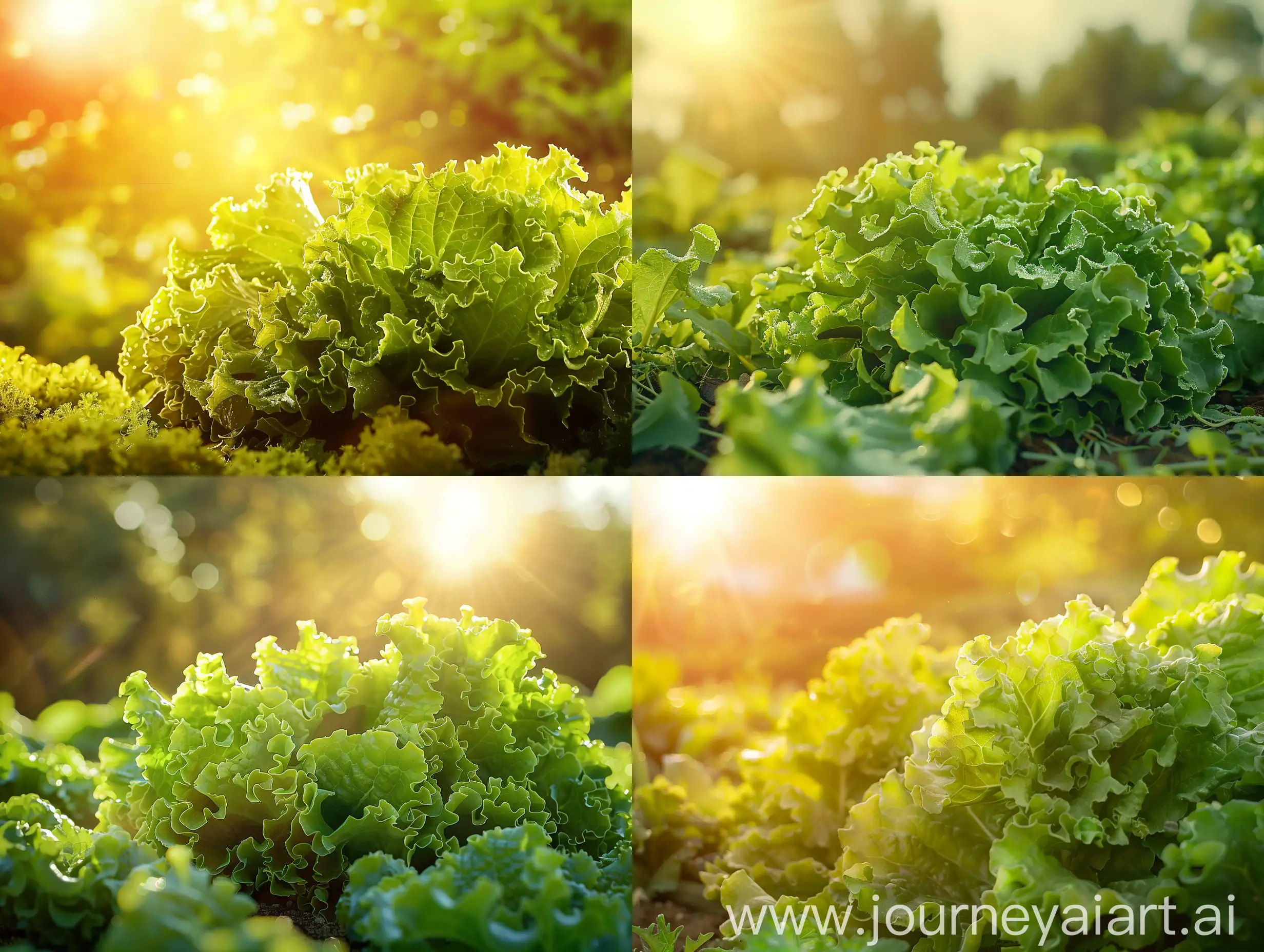 High detailed photo capturing a Lettuce, Green Ice. The sun, casting a warm, golden glow, bathes the scene in a serene ambiance, illuminating the intricate details of each element. The composition centers on a Lettuce, Green Ice. Green Ice is us bred and still the sweetest lettuce in our trials. Gorgeous texture too. Large clusters of rich green, ruffled leaves.. The image evokes a sense of tranquility and natural beauty, inviting viewers to immerse themselves in the splendor of the landscape. --ar 16:9 