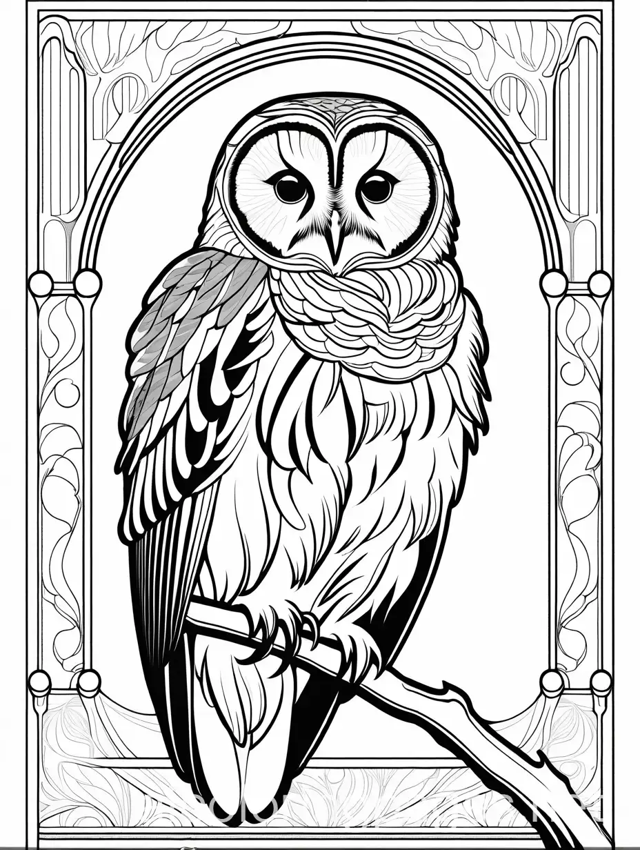 Enchanted-Barred-Owl-Coloring-Page-Fantasy-Art-in-the-Style-of-Brian-Froud